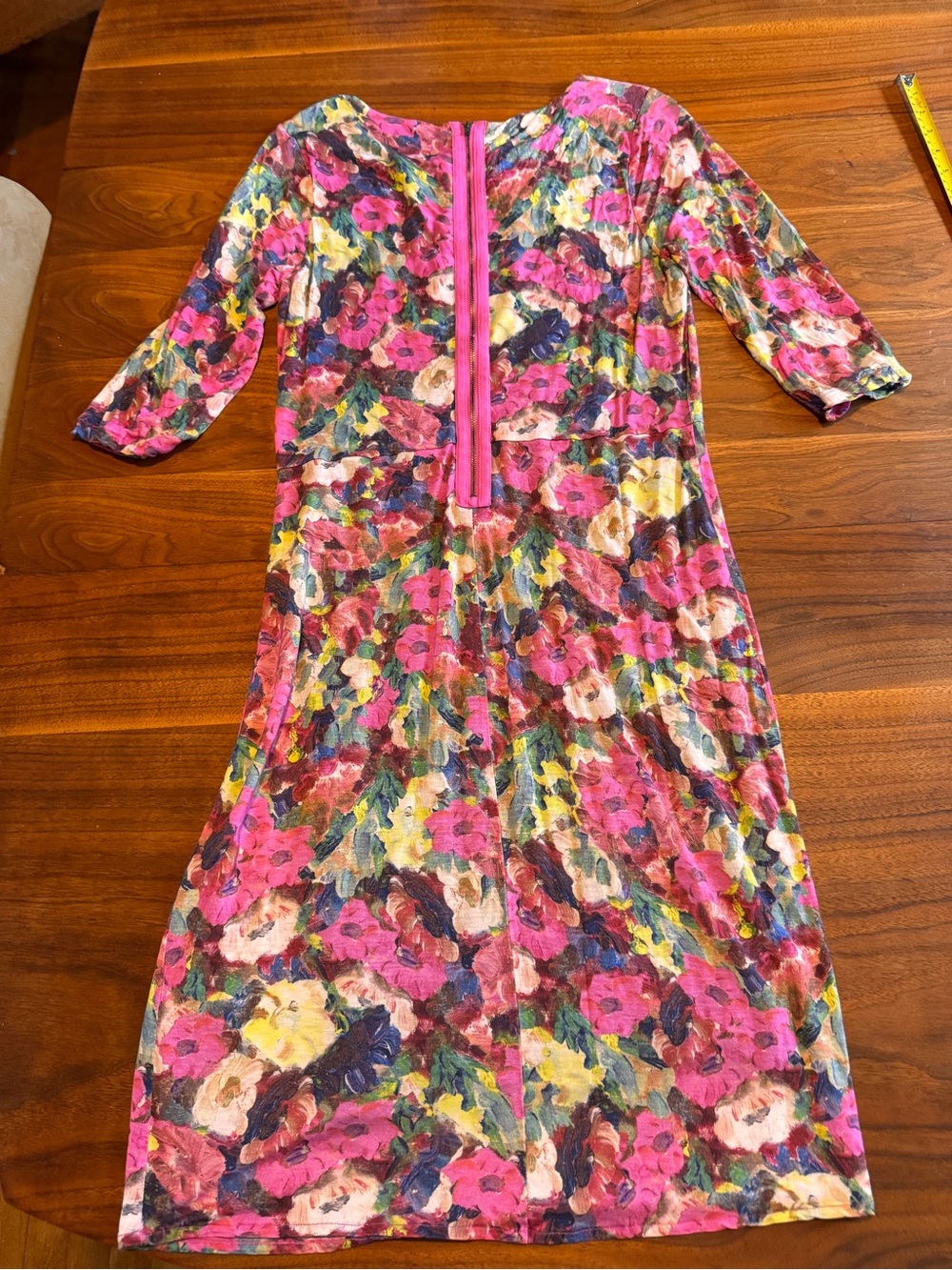 Boden Floral Bright Watercolor Jersey Dress with gathered waist detail Sz 10 US* - Picture 4 of 10